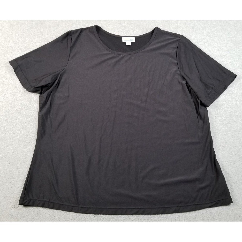 Swim 365 Swim Shirt Women M 14 16 Black Rash Guard Short Sleeve Stretch Beach